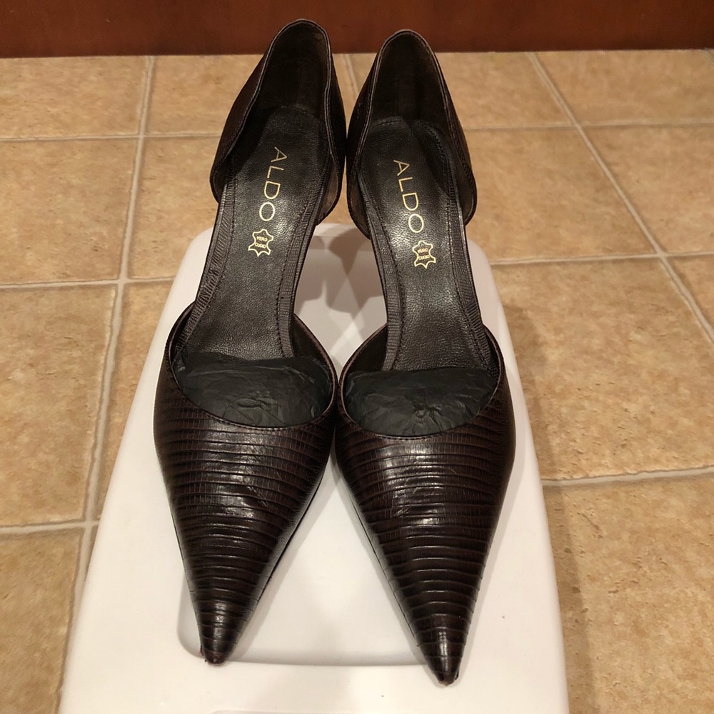Aldo Dark Brown Pointed Toe Heels
